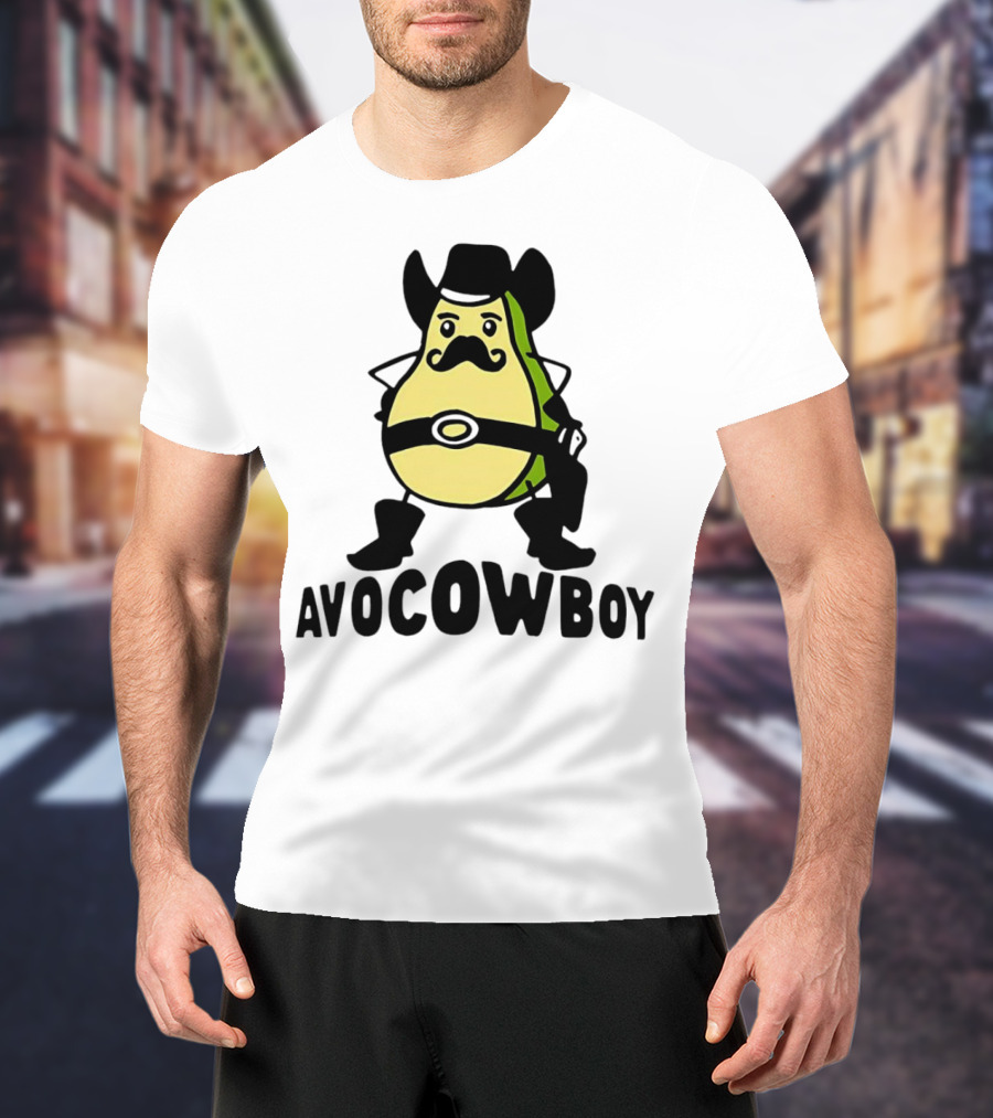 Avocowboy Avocado X Cowboy Character With Hat And Mustache T-Shirt