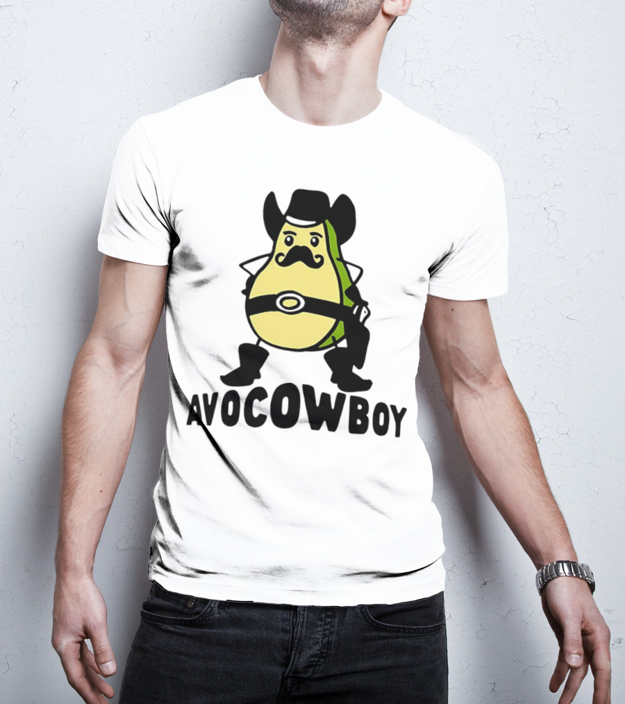 Avocowboy Avocado X Cowboy Character With Hat And Mustache T-Shirt