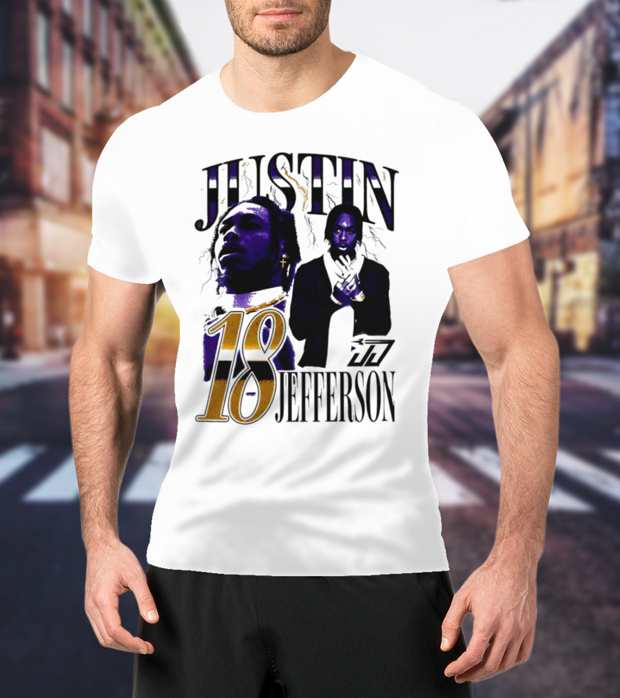 Justin Jefferson 18 Minnesota Vikings Lightning T-Shirt