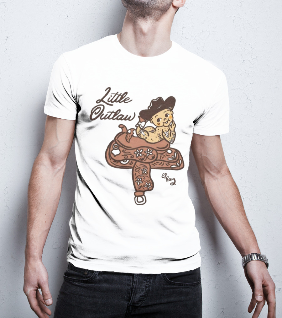Kewpie Cowboy Little Outlaw Vintage Saddle Art By El Ren T-Shirt