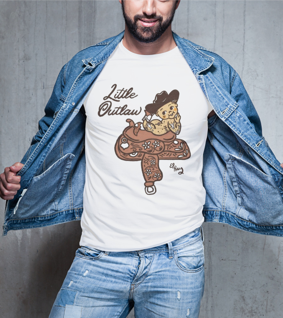 Kewpie Cowboy Little Outlaw Vintage Saddle Art By El Ren T-Shirt