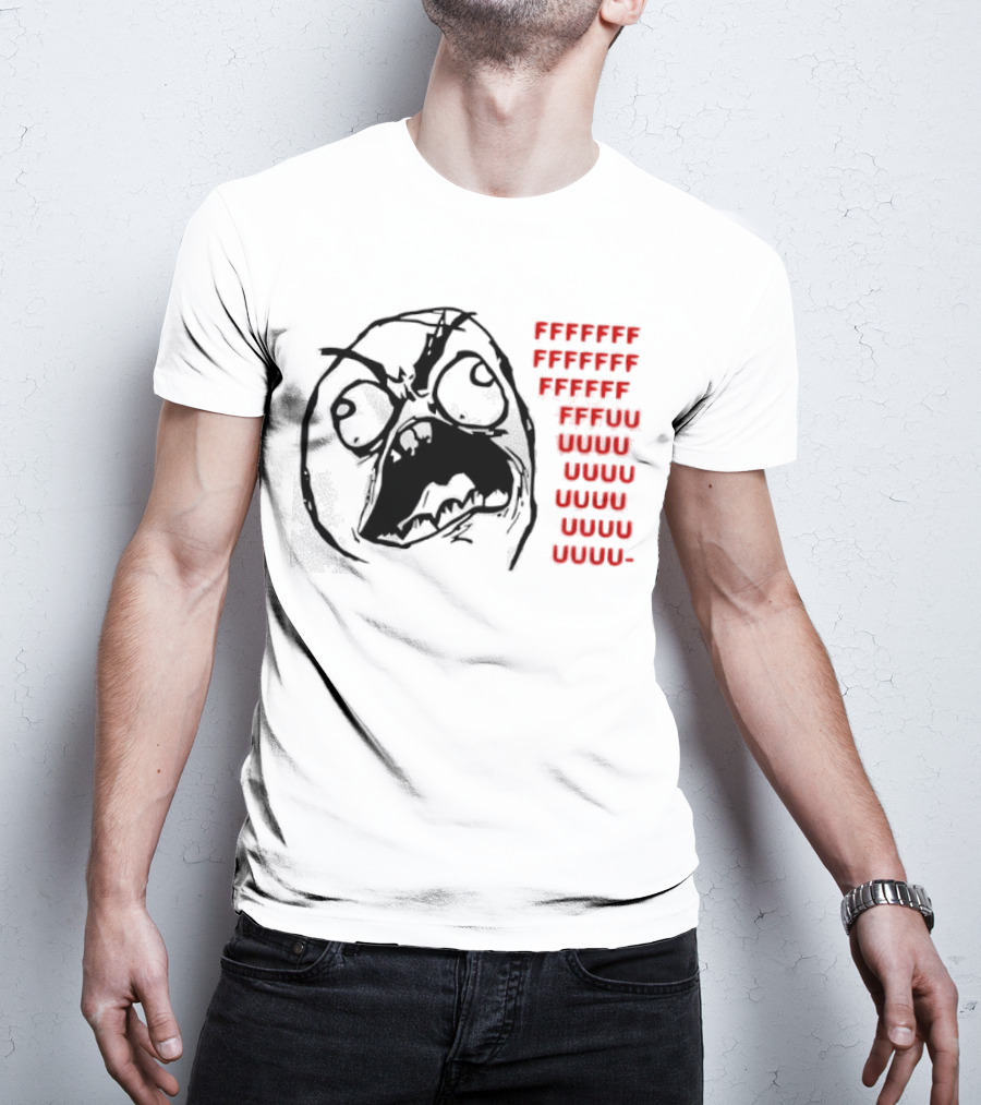 Rage Face Meme FFFFUUUUU Repeated Text T-Shirt