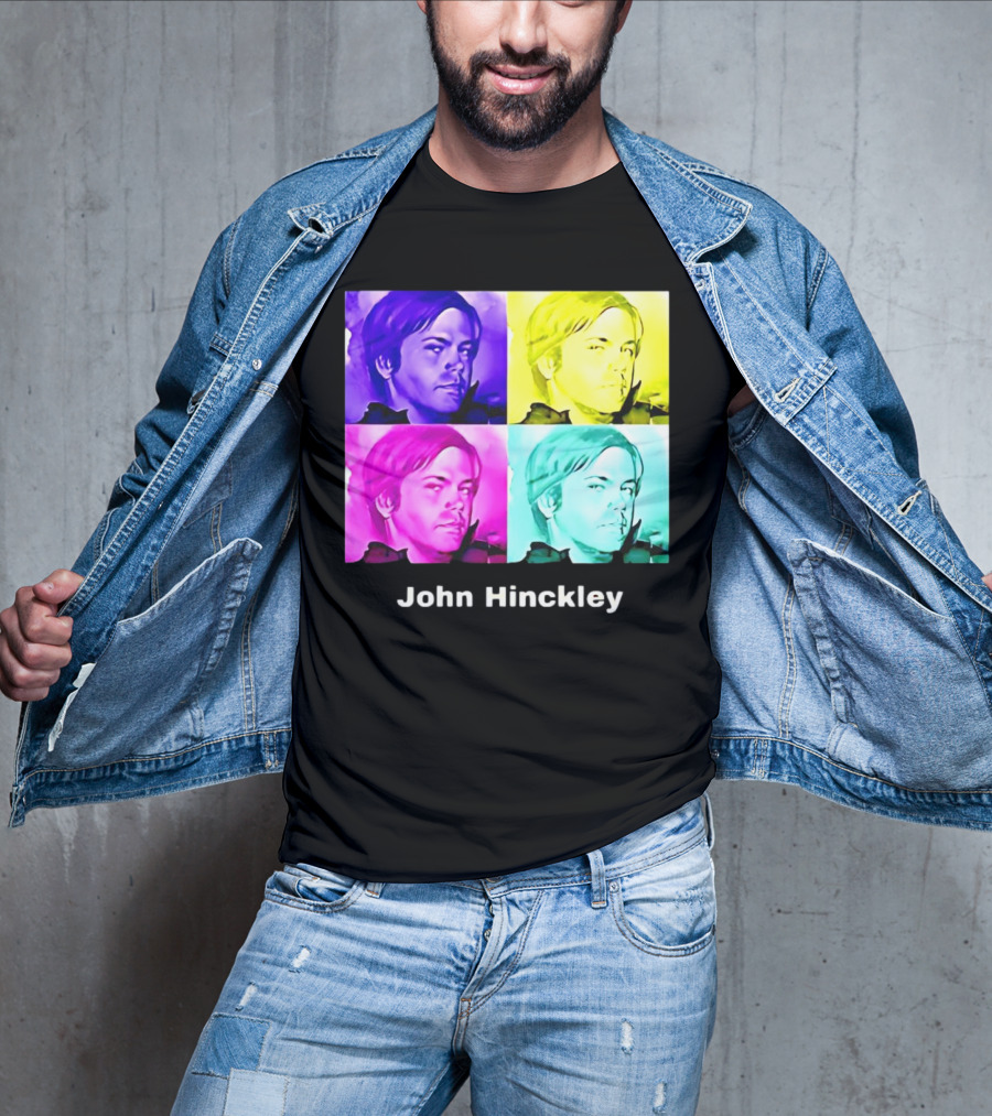 John Hinckley Pop Art Portrait Quad Color Blocks T-Shirt