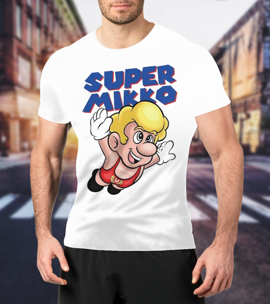 Super Mikko Flying Character Parody Super Mario Game T-Shirt