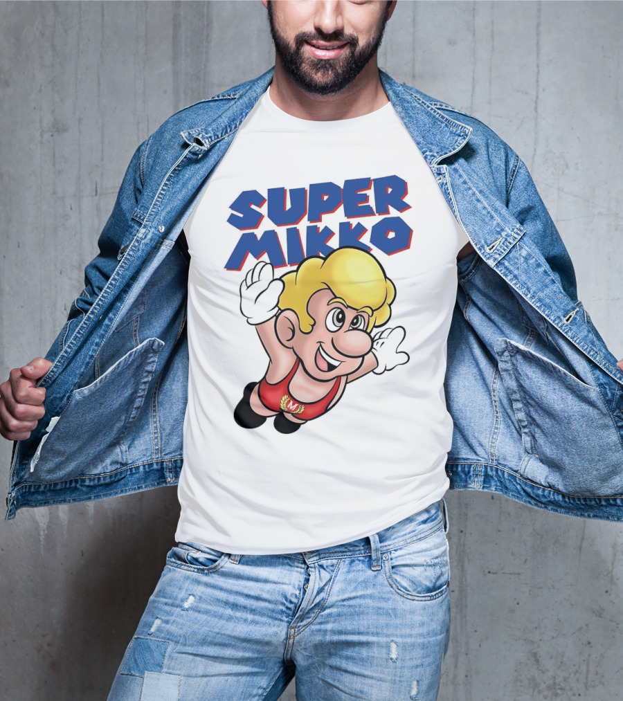 Super Mikko Flying Character Parody Super Mario Game T-Shirt