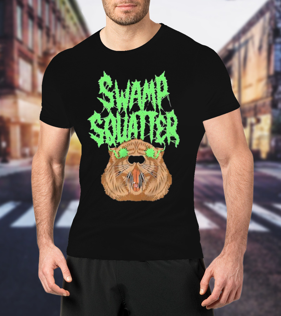 SWAMP SQUATTER GREEN MONSTER FACE T-Shirt