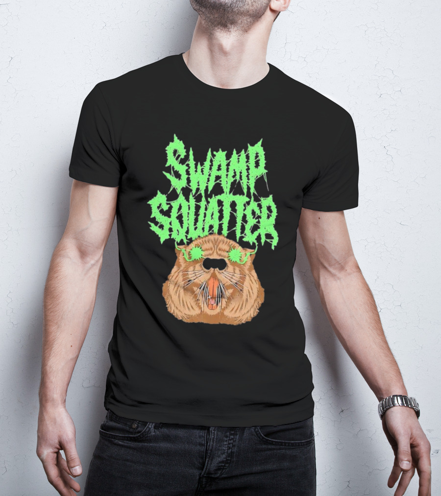 SWAMP SQUATTER GREEN MONSTER FACE T-Shirt