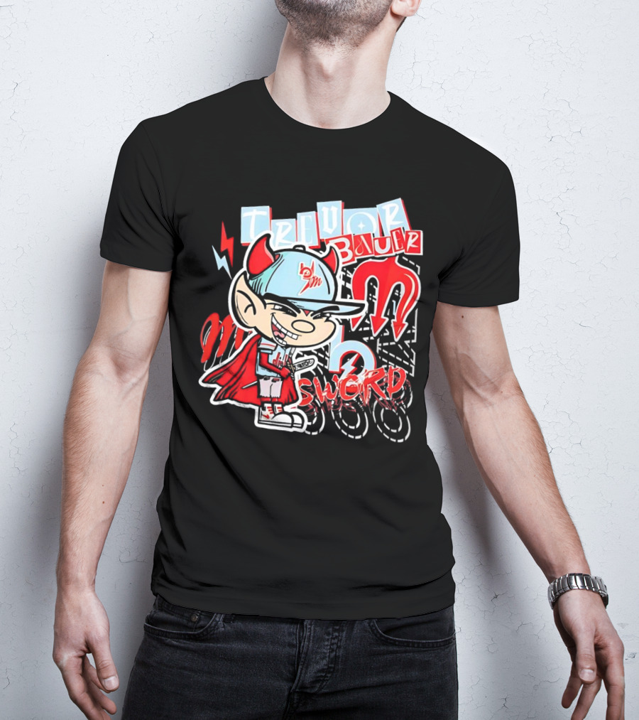 Trevor Bauer Diablo Cartoon Red Sword T-Shirt