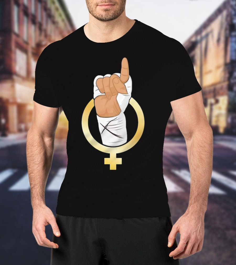 Gold Female Boxing Hand Symbol Feminist Power T-Shirt