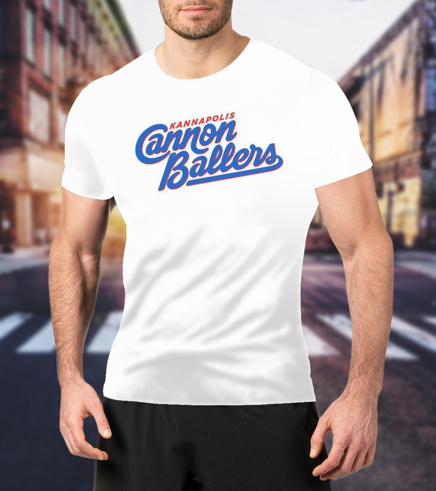 Kannapolis Cannon Ballers Red And Blue Script T-Shirt
