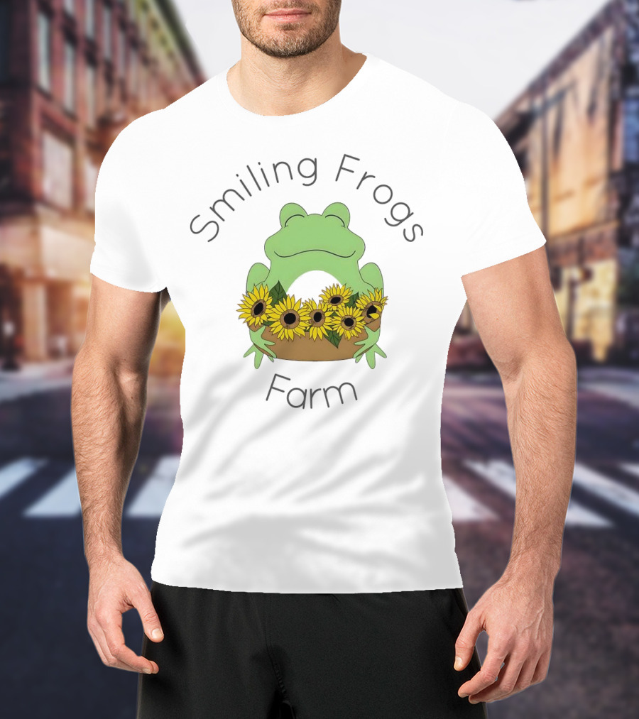 Smiling Frogs Farm Sunflowers Frogs T-Shirt