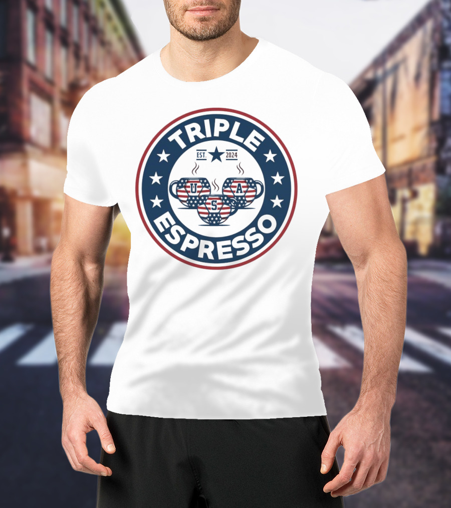 Triple Espresso USWNT American Flag Est T-Shirt