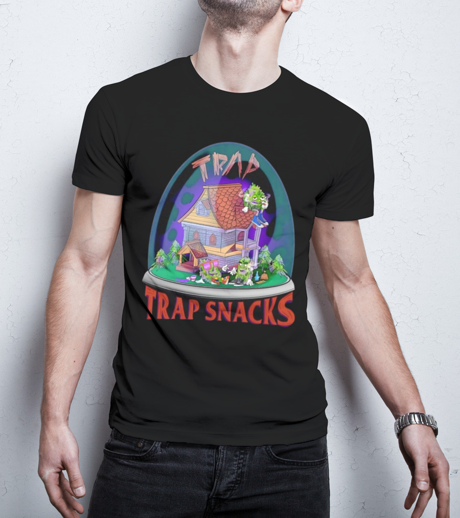 Trap Snacks Haunted House Theme Cannabis Character Dome T-Shirt