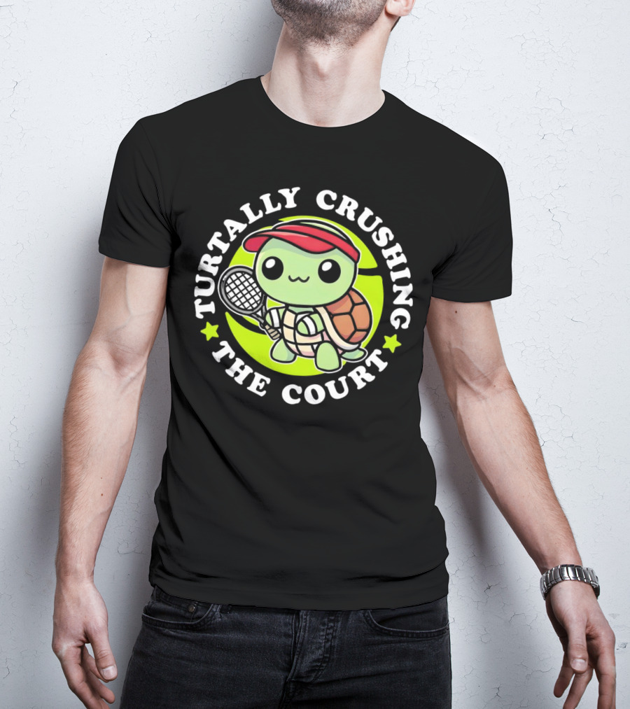 Turtally Crushing The Court Turtle Tennis T-Shirt