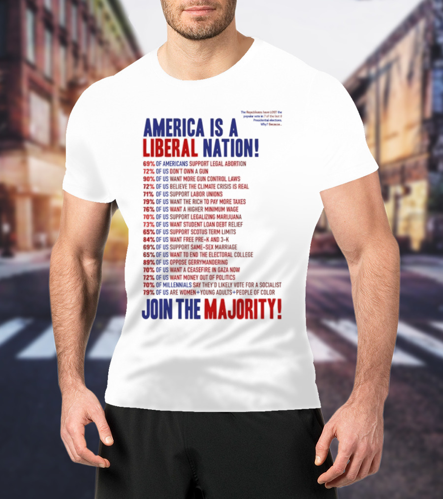 America Is A Liberal Nation 69% Of Americans Support Legal Abortion Join The Majority T-Shirt