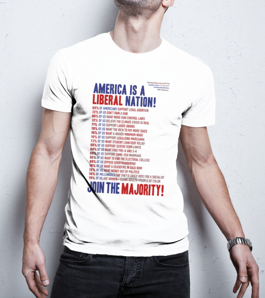 America Is A Liberal Nation 69% Of Americans Support Legal Abortion Join The Majority T-Shirt