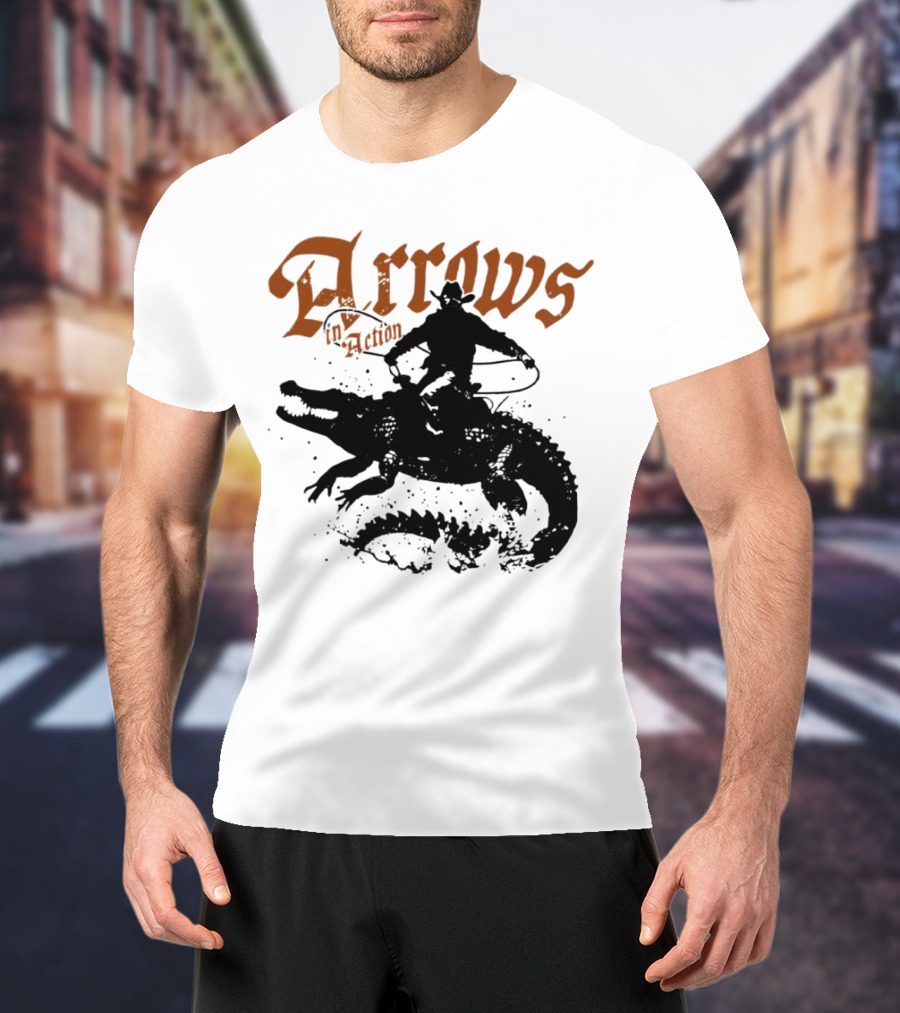 Arrows In Action Cowboy Riding Alligator T-Shirt