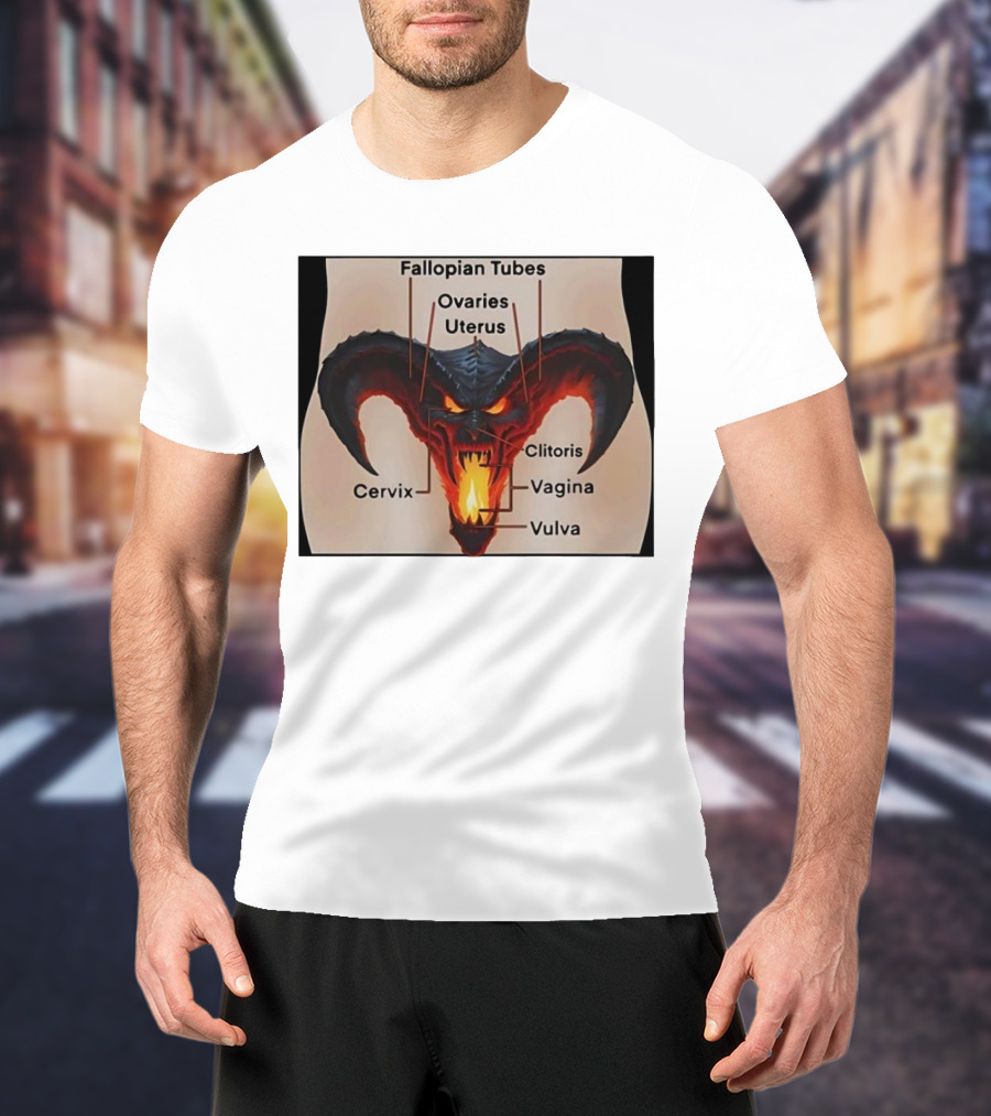 Fallopian Tubes Ovaries Uterus Cervix Clitoris Vagina Vulva Demon Anatomy T-Shirt