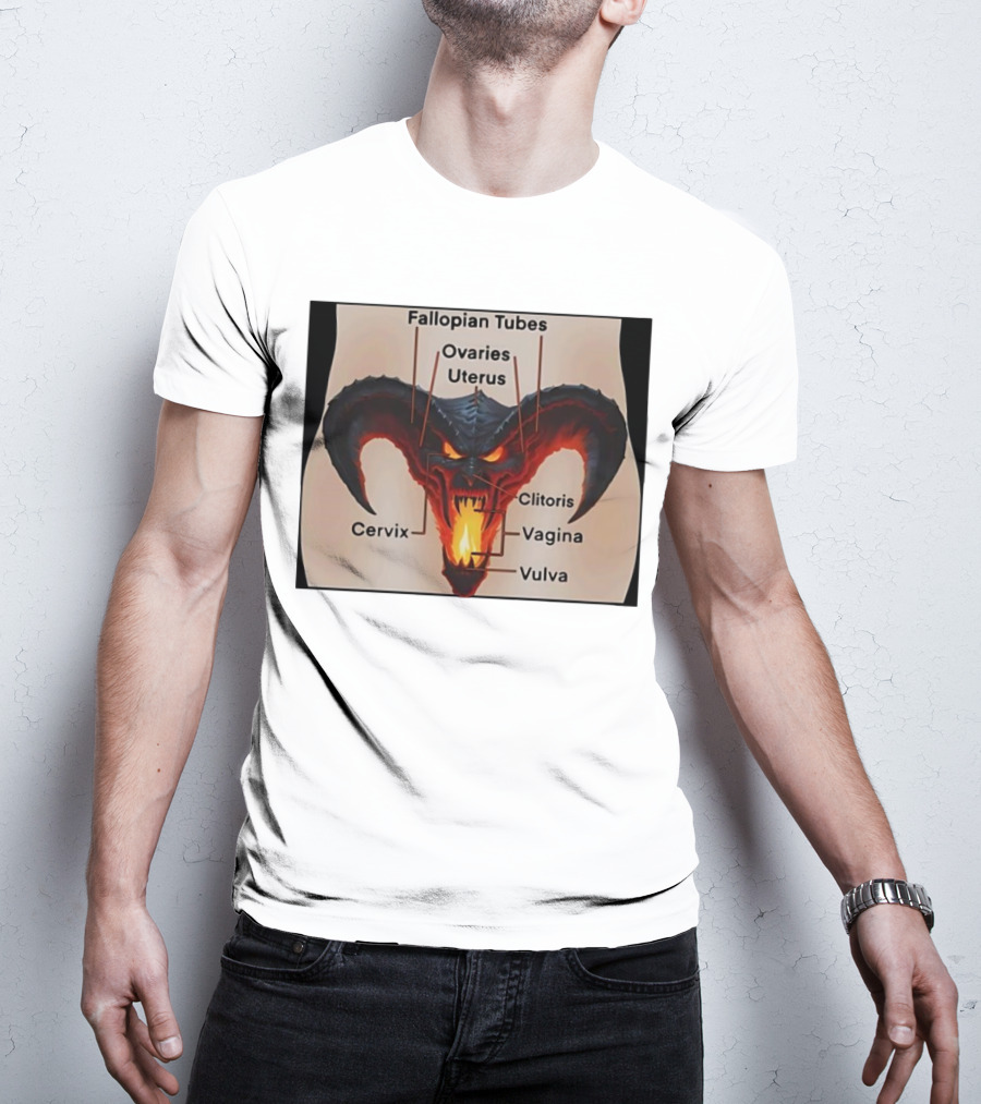 Fallopian Tubes Ovaries Uterus Cervix Clitoris Vagina Vulva Demon Anatomy T-Shirt
