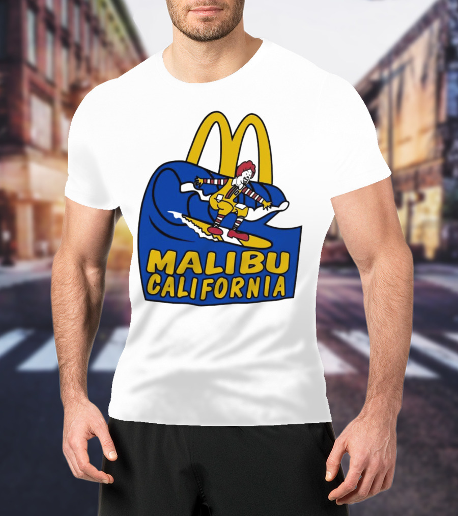 McDonald’s Clown Surfing Malibu California Waves T-Shirt