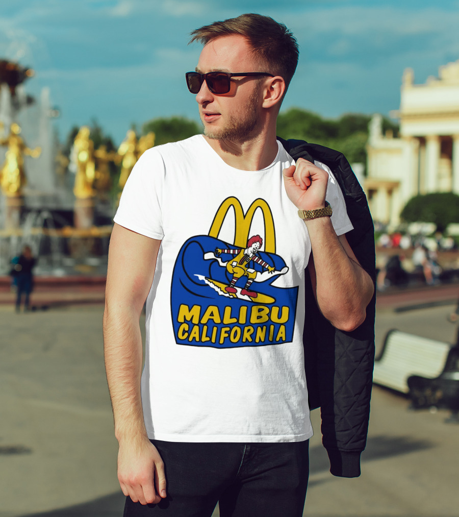 McDonald’s Clown Surfing Malibu California Waves T-Shirt