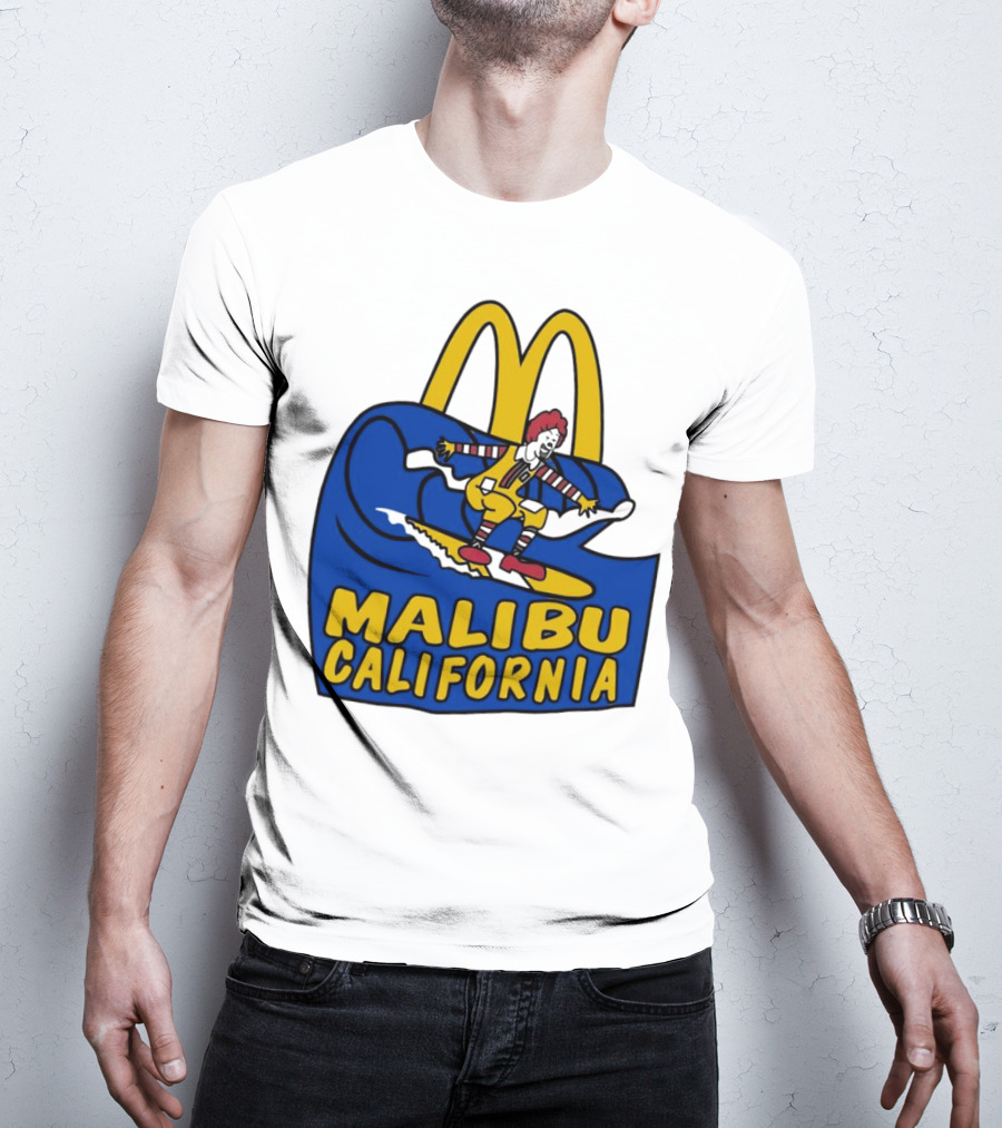 McDonald’s Clown Surfing Malibu California Waves T-Shirt