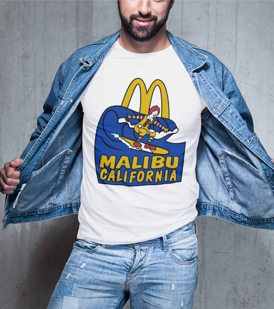 McDonald’s Clown Surfing Malibu California Waves T-Shirt
