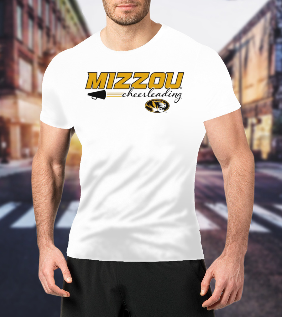 Mizzou Cheerleading Megaphone Oval Tiger Head T-Shirt