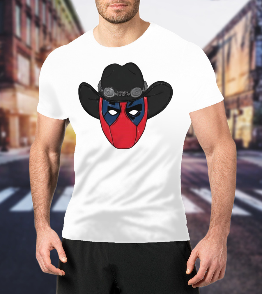 Por Favor Porfapool Deadpool Cowboy Hat Mask T-Shirt