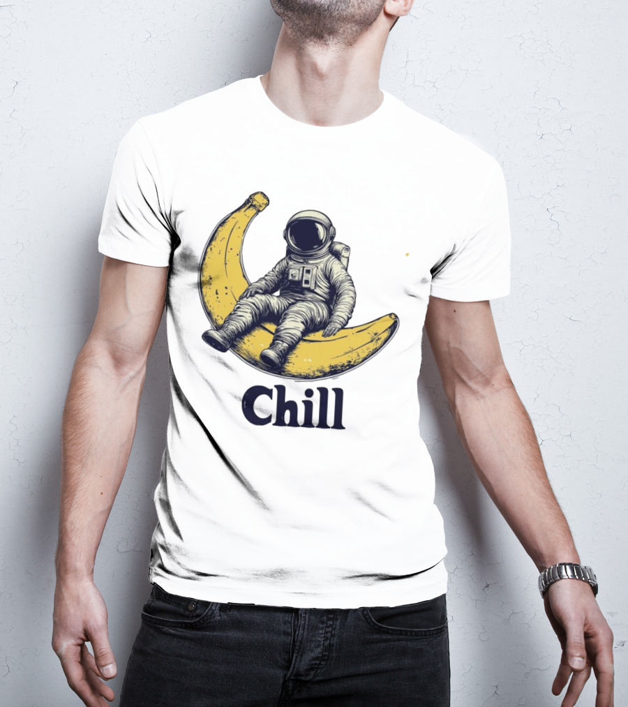 Astronaut Chill Sit On Moon Banana T-Shirt