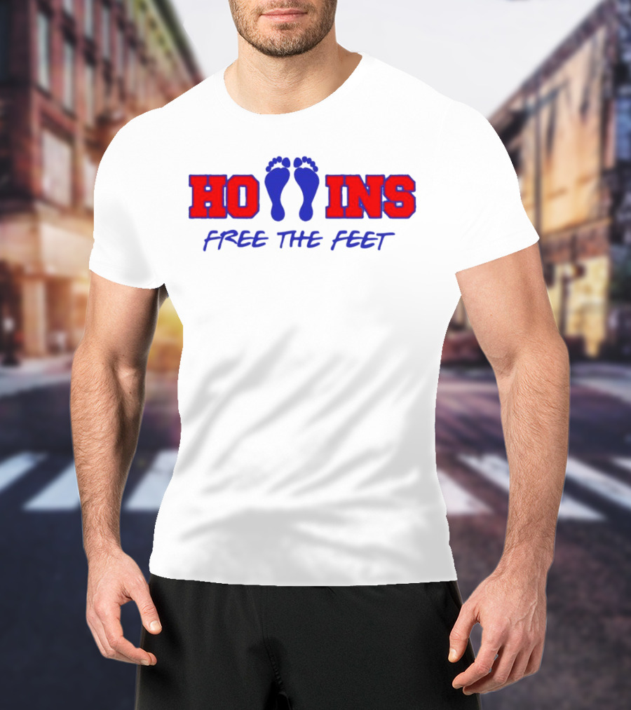 Hollins Free The Feet With Red And Blue Footprints T-Shirt