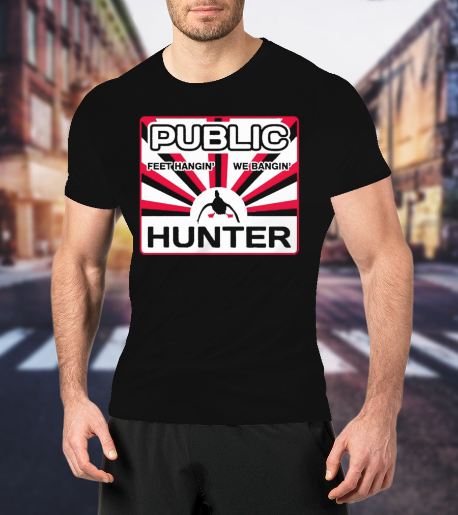 Public Hunter Feet Hangin' We Bangin' Retro Sunburst T-Shirt