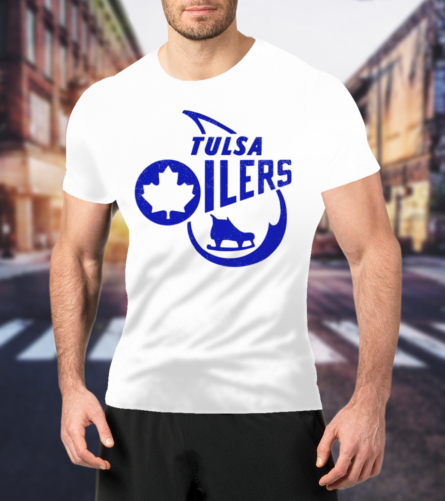 Tulsa Oilers 1982 Maple Leaf Ice Skate T-Shirt