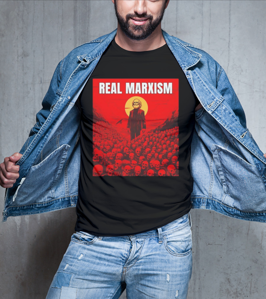 Karl Marx Real Marxism Surrounded By Skulls T-Shirt