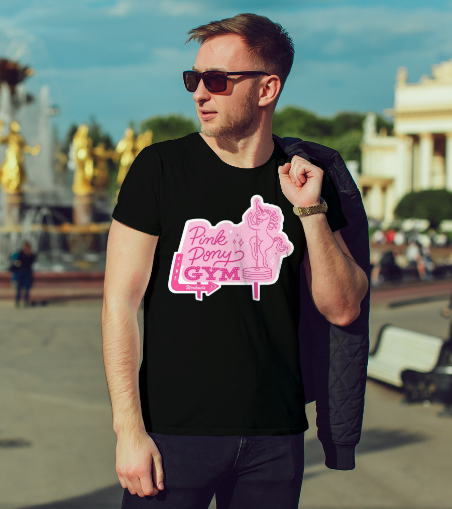 Pink Pony Gym Live Workouts Unicorn Pole Fitness T-Shirt