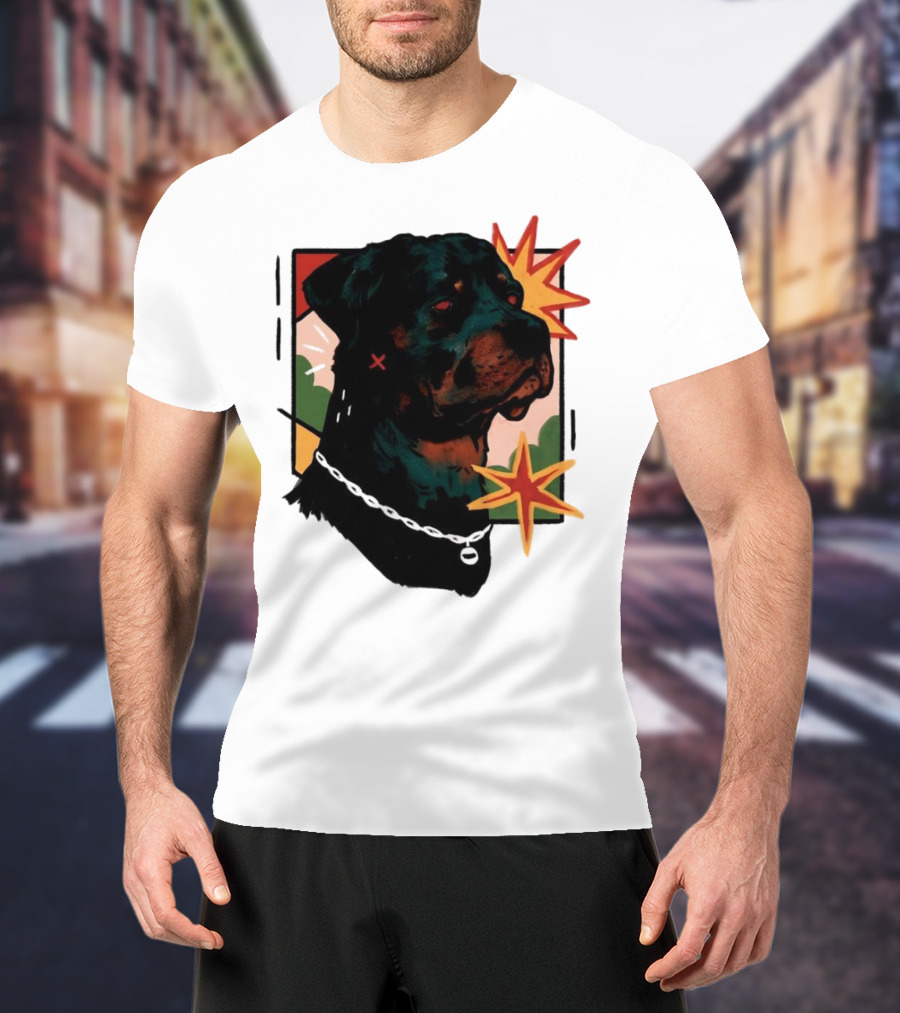 Rottweiler Pop Art Style With Starburst Elements T-Shirt