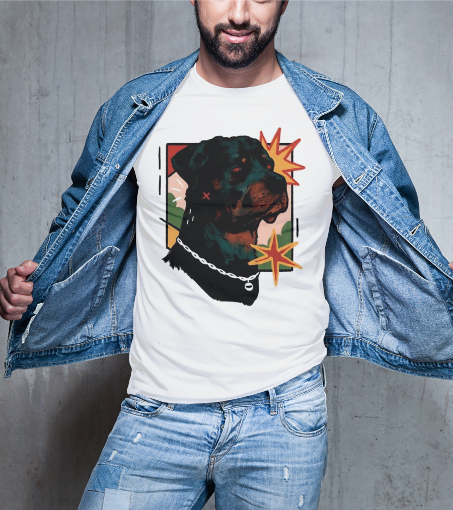 Rottweiler Pop Art Style With Starburst Elements T-Shirt