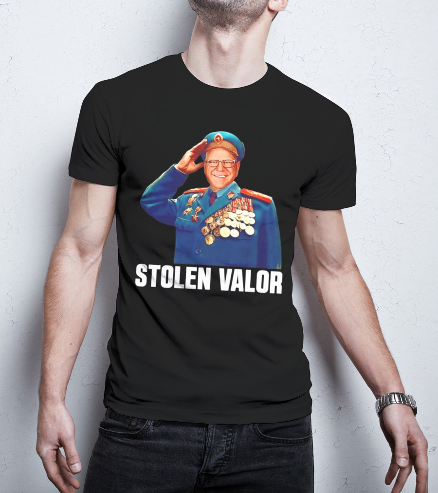 Tim Walz Stolen Valor Soviet Military Outfit Political Conservative T-Shirt