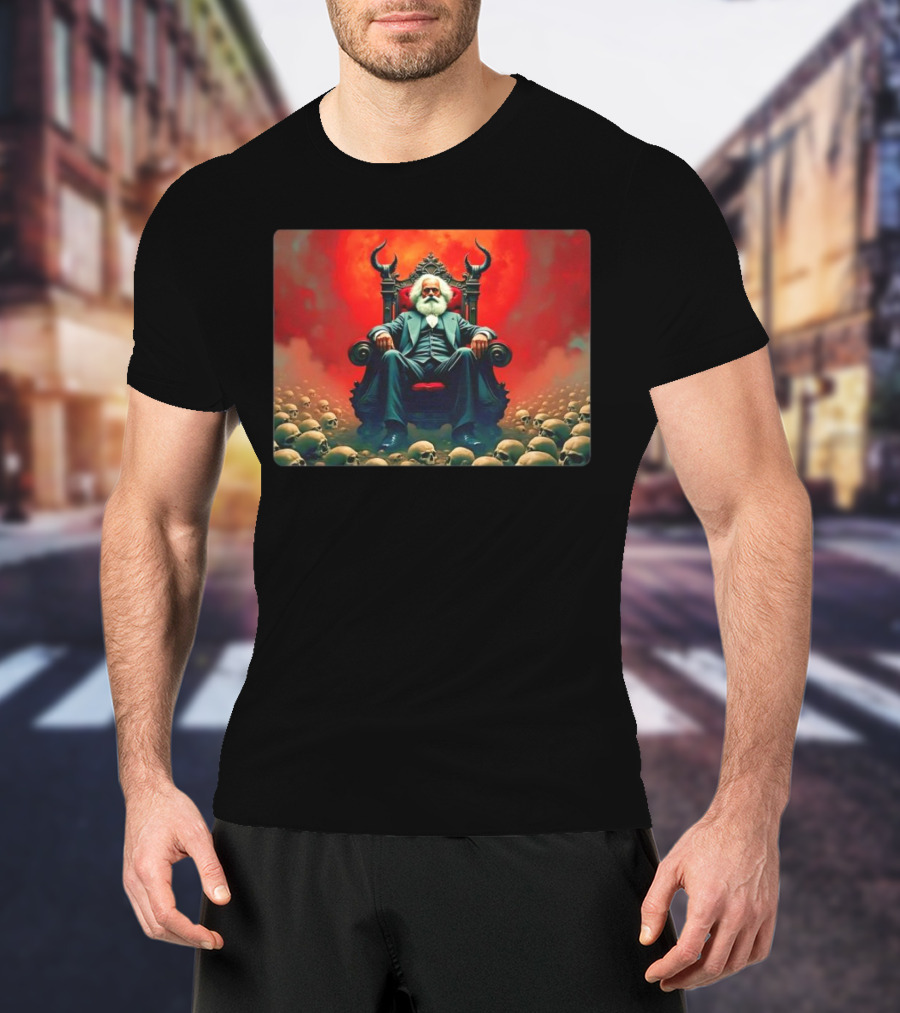 Communists Want To Abolish Intellectual Property Karl Marx Throne Of Skulls And Flames T-Shirt
