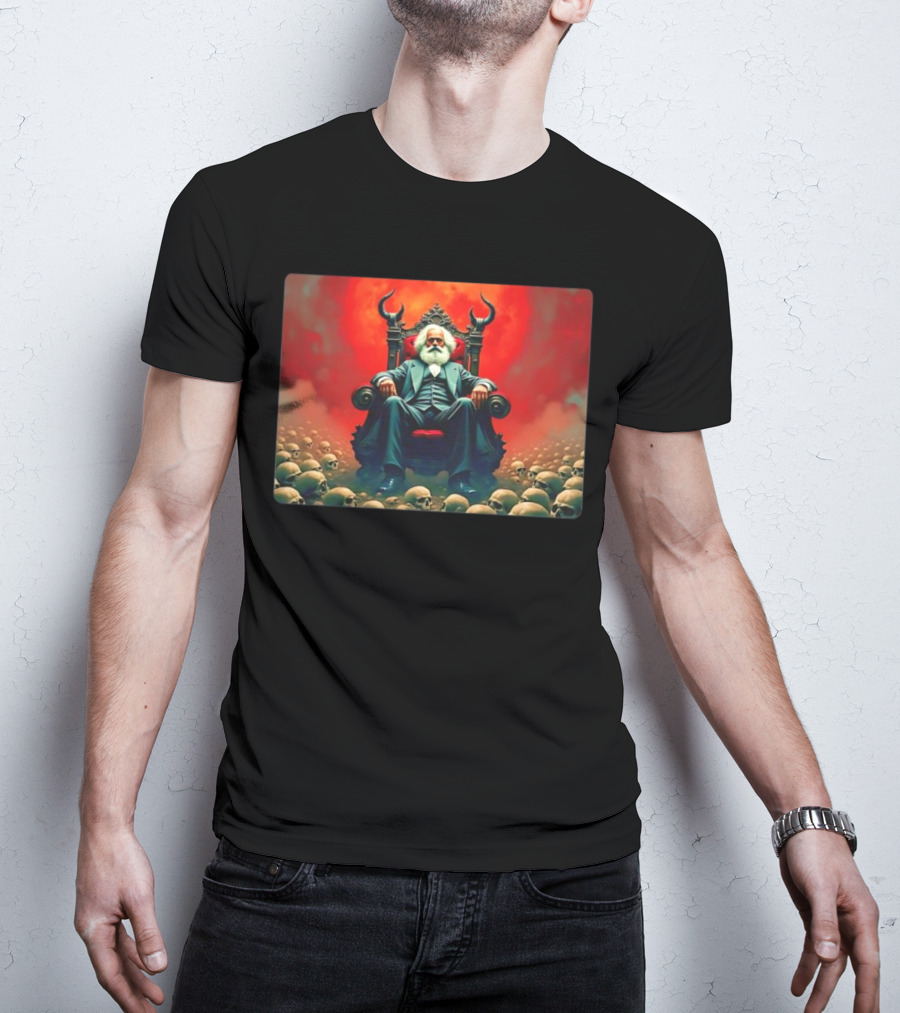 Communists Want To Abolish Intellectual Property Karl Marx Throne Of Skulls And Flames T-Shirt
