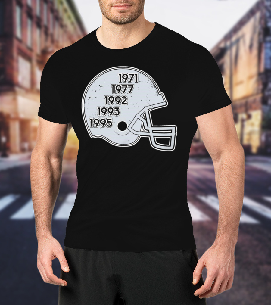 Dallas Cowboys Glory Years 5 Times Helmet 1971 1977 1992 1993 1995 T-Shirt