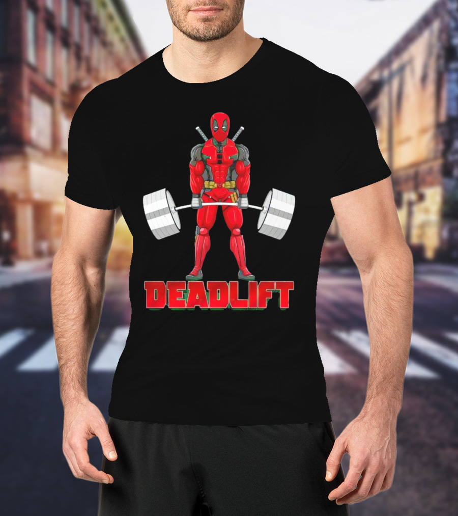 Deadpool Deadlift Gym Fitness Comic Character Strength Training T-Shirt