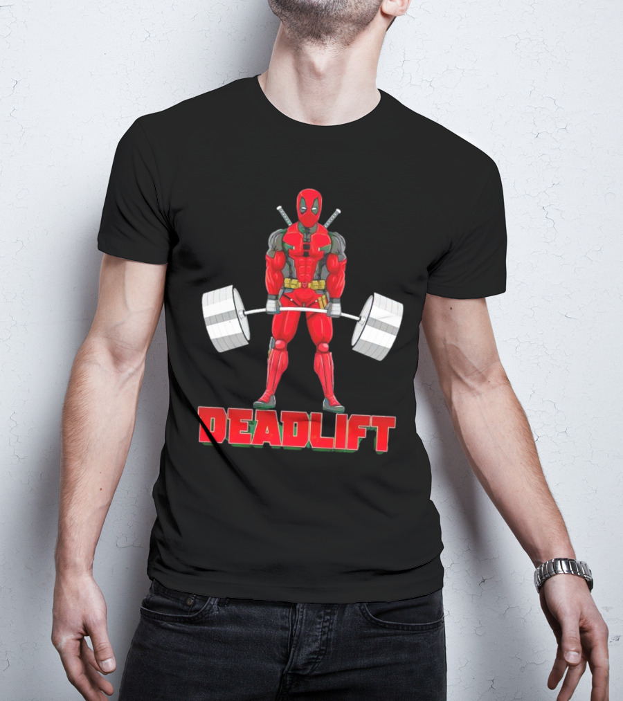 Deadpool Deadlift Gym Fitness Comic Character Strength Training T-Shirt