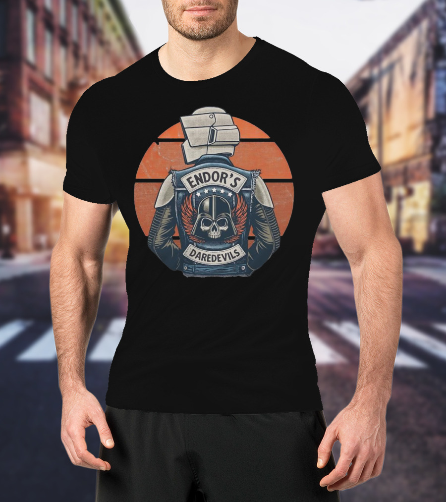 Imperial Biker Scout Club Endor’s Daredevils Vintage Skull Jacket T-Shirt
