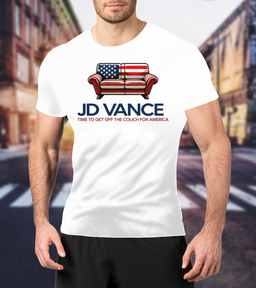 JD Vance Time To Get Off The Couch For America USA Flag Couch T-Shirt