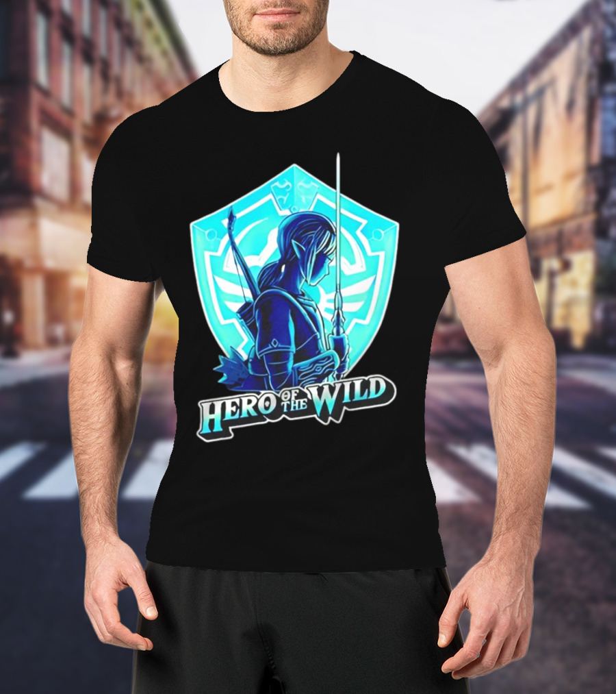 Hero Of The Wild Legend Of Zelda Link Blue Sword And Shield T-Shirt
