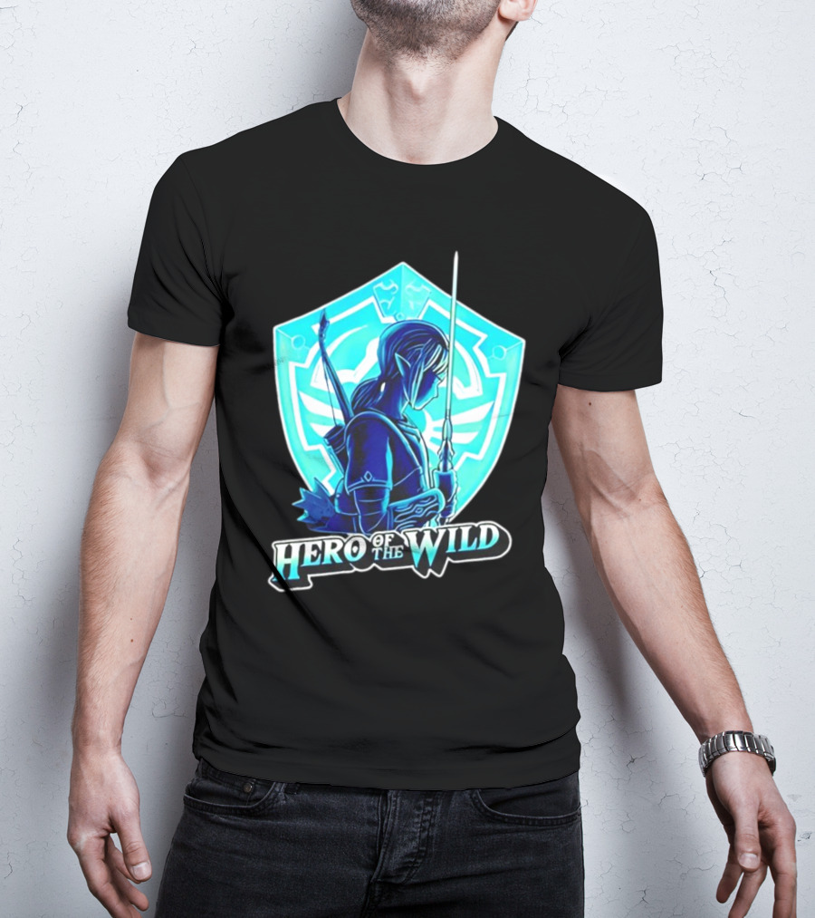 Hero Of The Wild Legend Of Zelda Link Blue Sword And Shield T-Shirt