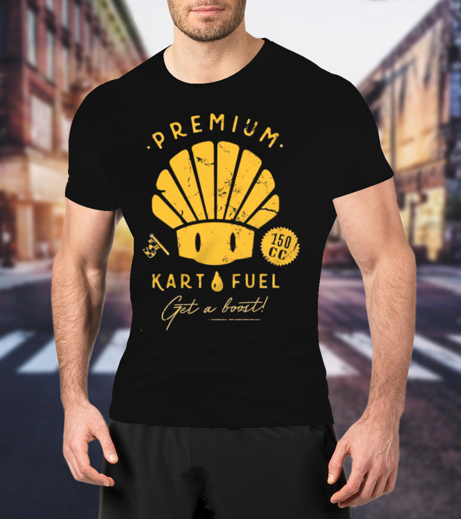 Mario Kart Premium Yellow Shell Kart Fuel 150cc Get A Boost T-Shirt