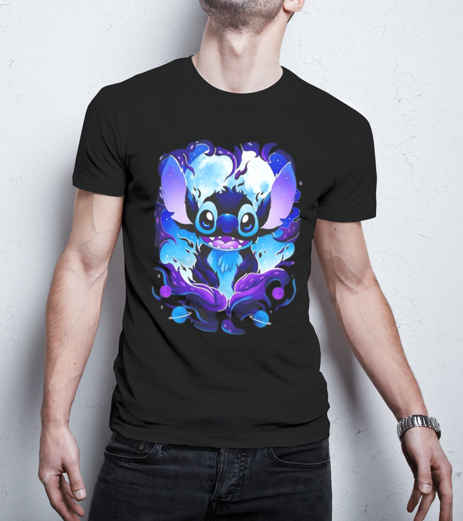 Stitch Experiment 626 Cosmic Darkness Cartoon T-Shirt