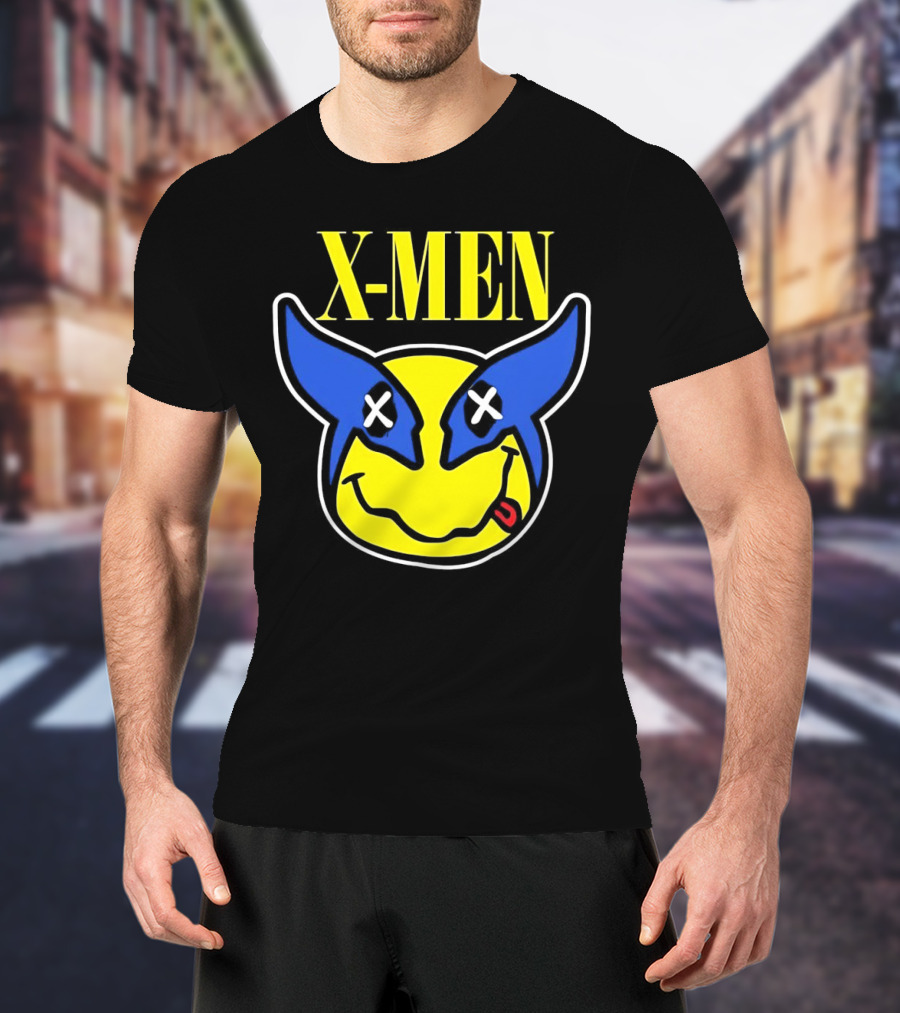 X-Men Wolverine Nirvana Smiley Face Crossover T-Shirt